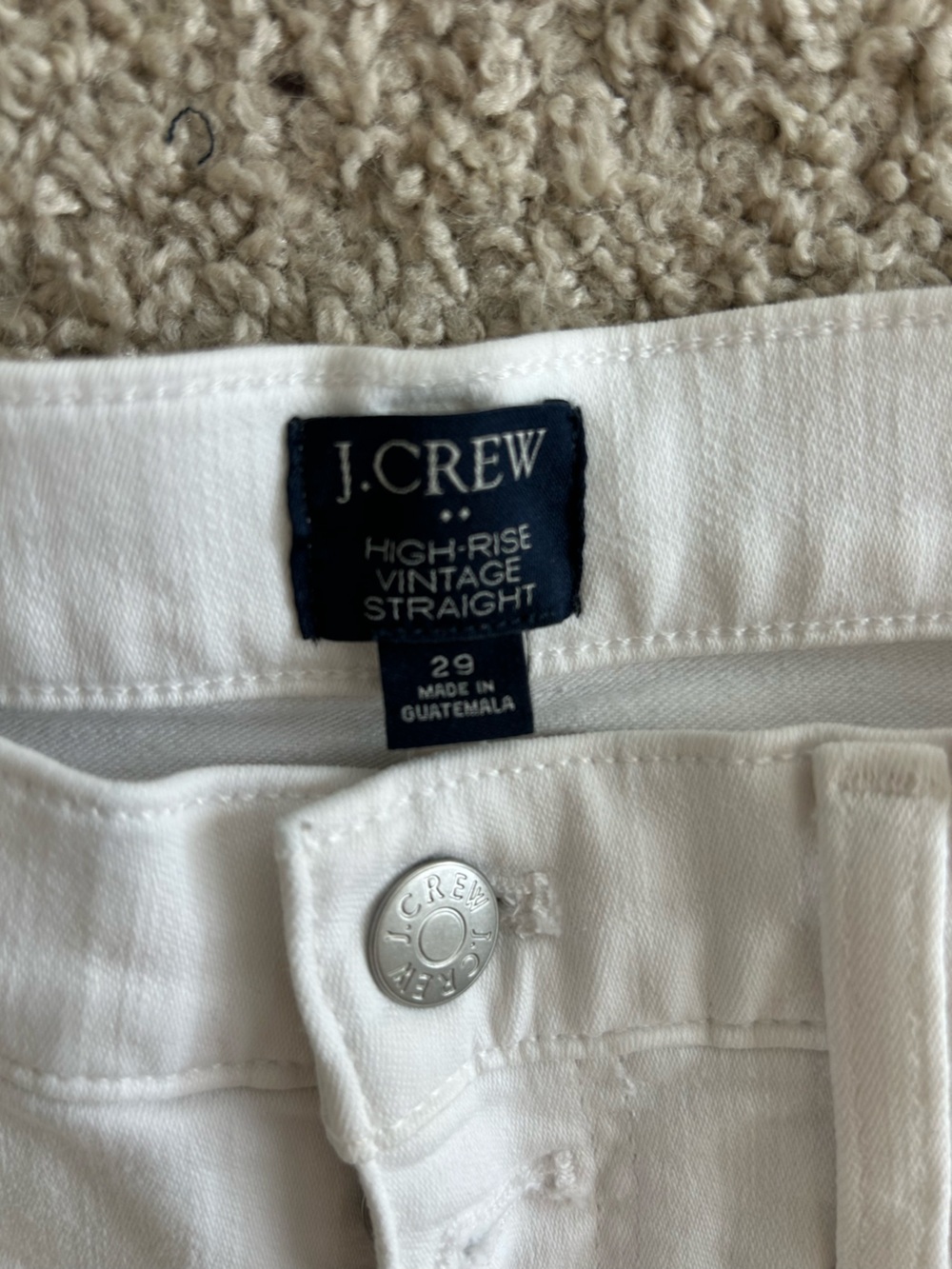 J. Crew Straight Jeans in White with Navy Label